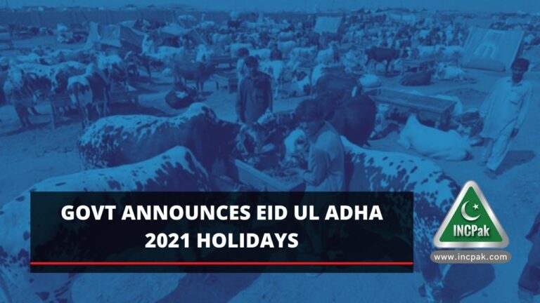 Govt Announces Eid Ul Adha 2021 Holidays INCPak