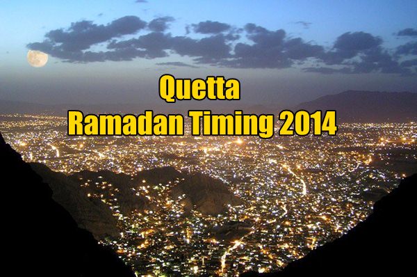 Quetta Ramadan Timing 2014