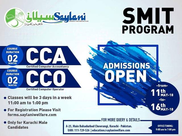 SMIT Program - Free Courses offered by Saylani Welfare