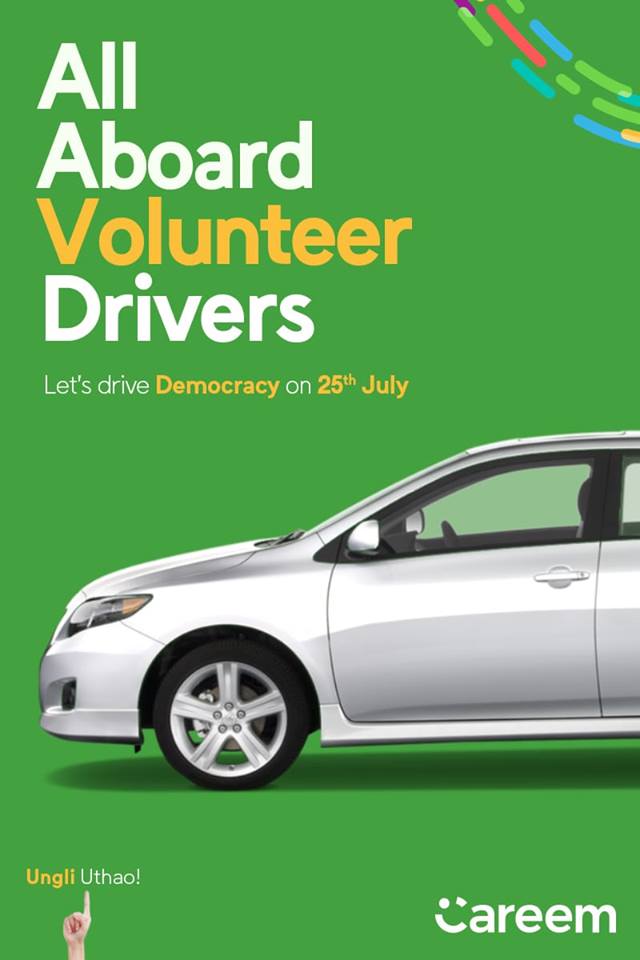 The ride-hailing app is introducing a Jamhuriyat Car type that will take voters to and from polling stations for free