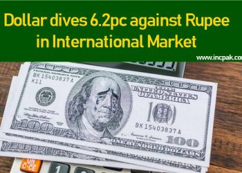 Dollar dives 6.2pc against Rupee in International Market