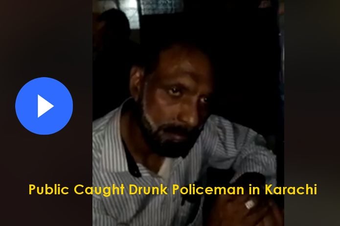 KARACHI: Public caught drunk Policeman in Karachi along with alcohol bottle found in a police mobile van in New Town area late night.