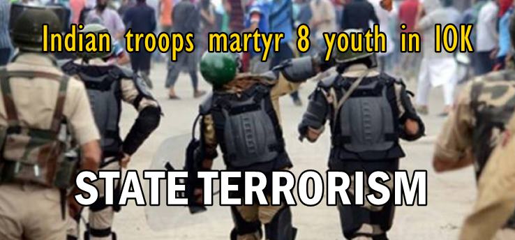 Indian troops martyr 8 youth in Indian Occupied Kashmir