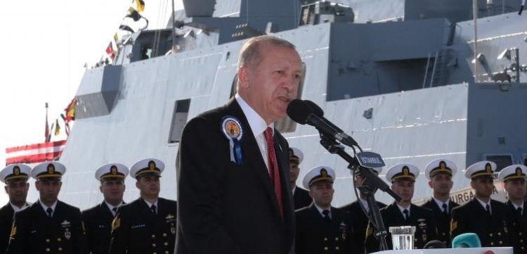 . President Tayyip Erdogan said addressing a ceremony to mark the delivery of a naval corvette and submarine