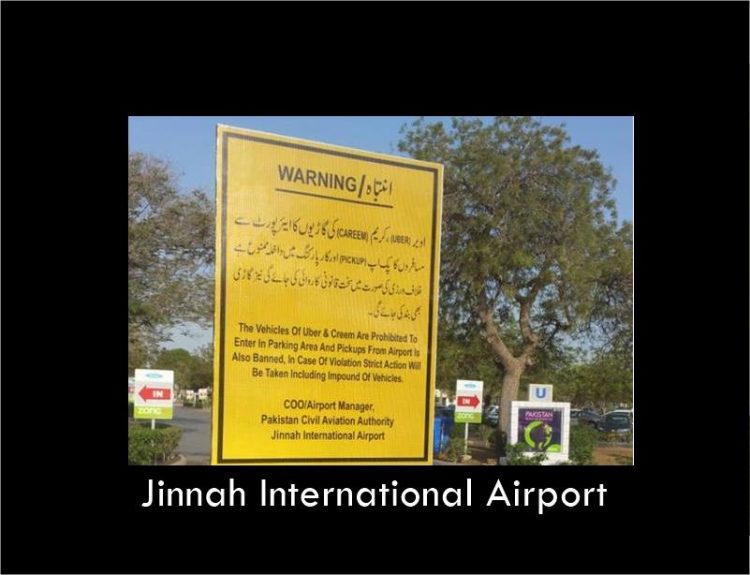 Uber & Careem prohibited from entering the Jinnah airport limits