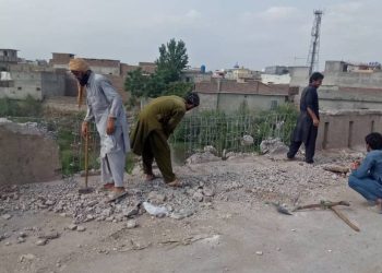 Construction work on Burma Bridge is in Progress