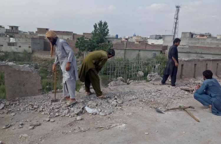 Construction work on Burma Bridge is in Progress