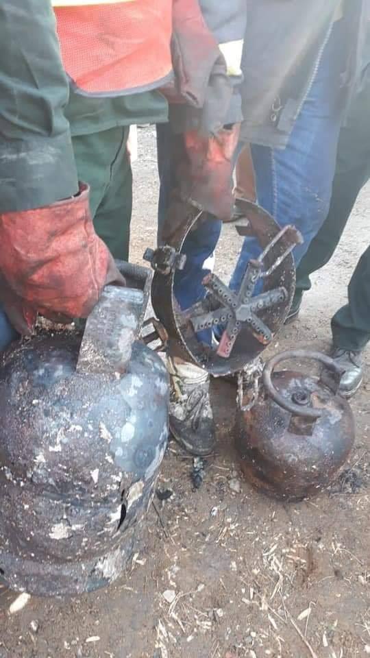 Gas Cylinders recovered by Rescue 1122 from coaches of Passenger Train Tezgam
