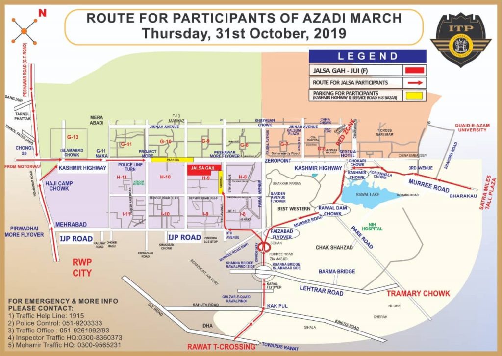 Azadi March Traffic Plan Islamabad 31 Oct