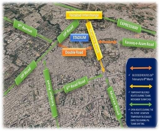 PSL 2020 Traffic Plan Rawalpindi Islamabad