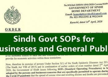 Sindh Govt SOPs for Businesses and General Public