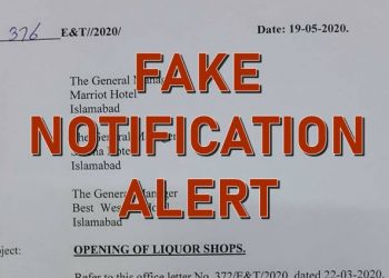 Fake notification liquor shops