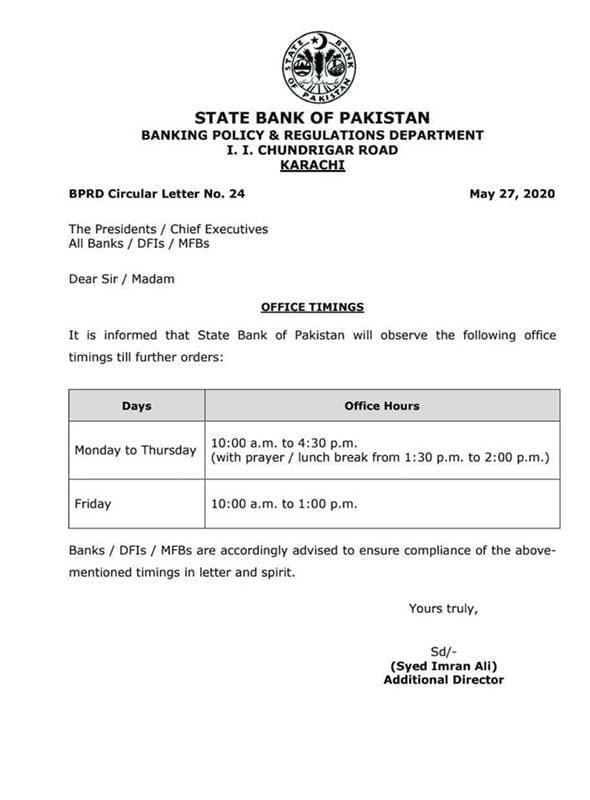 Bank Timings in Pakistan