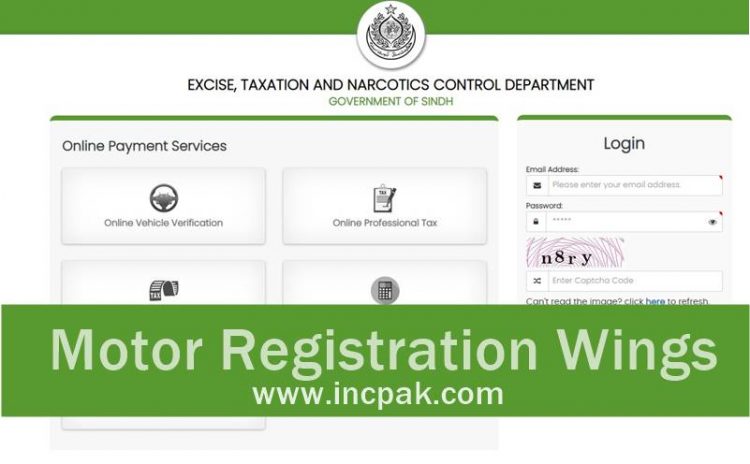 Motor Registration Wings Excise and Taxation Department