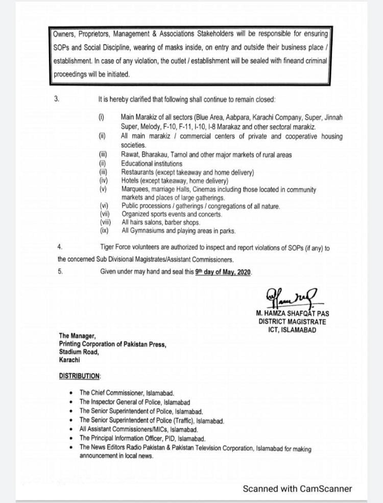 Lockdown in Islamabad extended till 31 May easing Restrictions - INCPak