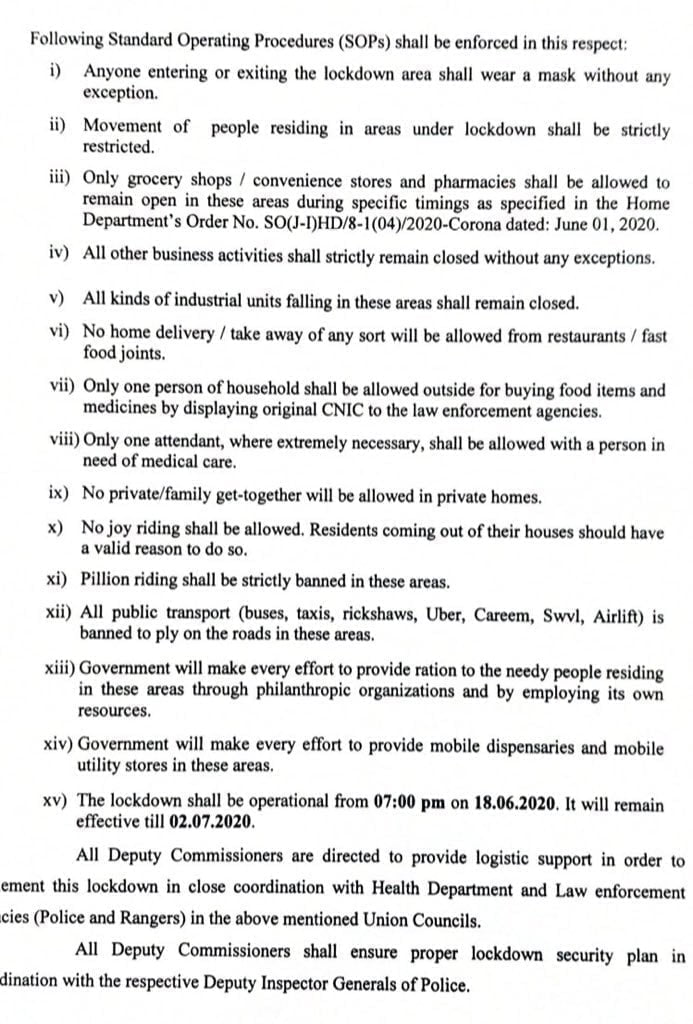 List of Karachi Areas under smart lockdown: