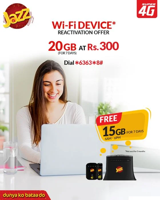 Jazz Wifi Device Reactivation Welcome Back Offer September 2020