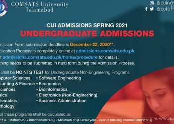 COMSATS University Islamabad Admissions Spring 2021