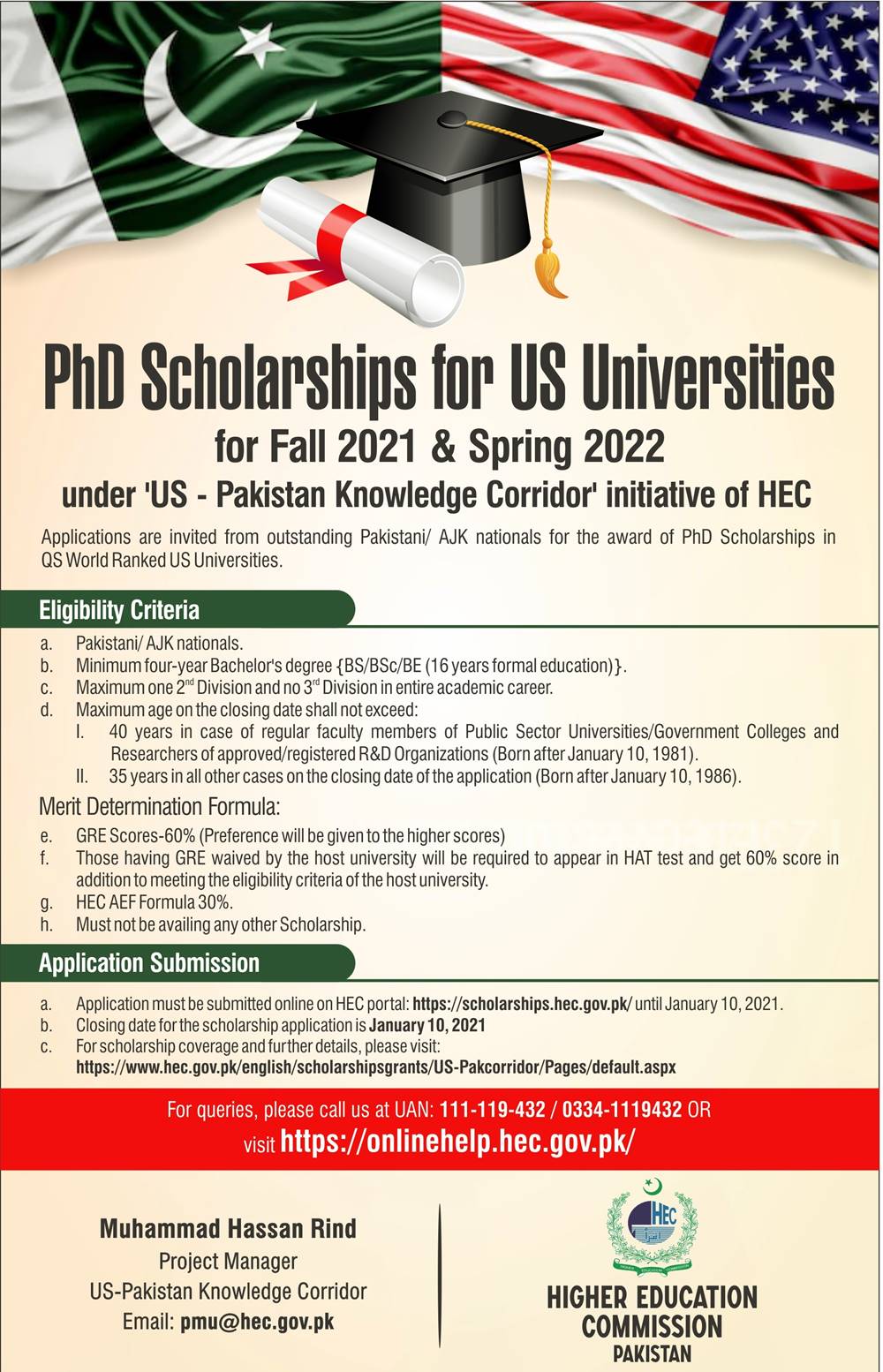 non net scholarship for phd