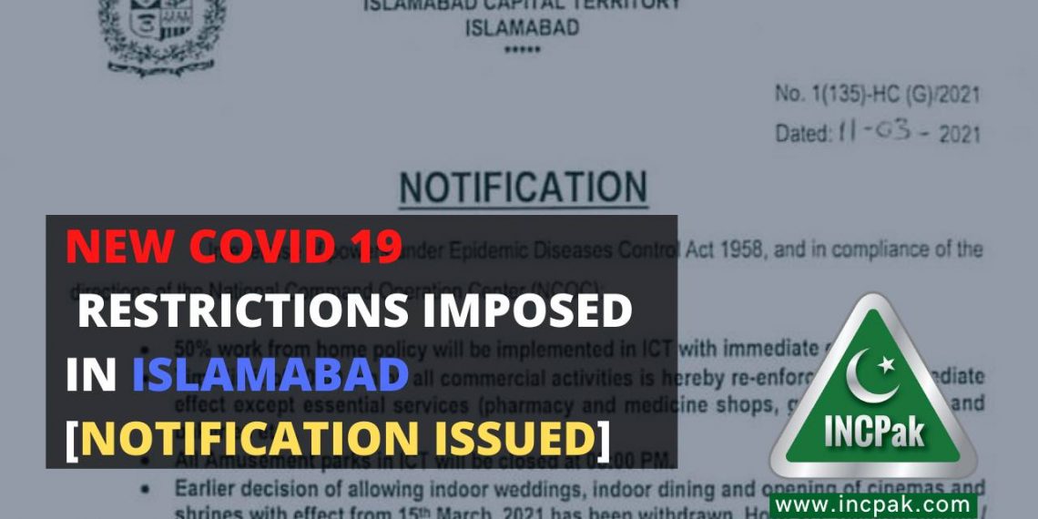 New Covid 19 Restrictions imposed in Islamabad