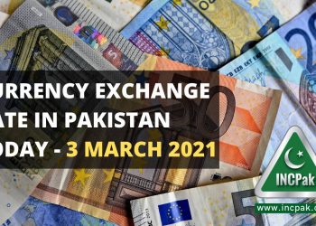 Currency Exchange Rate in Pakistan Today - 3 March 2021