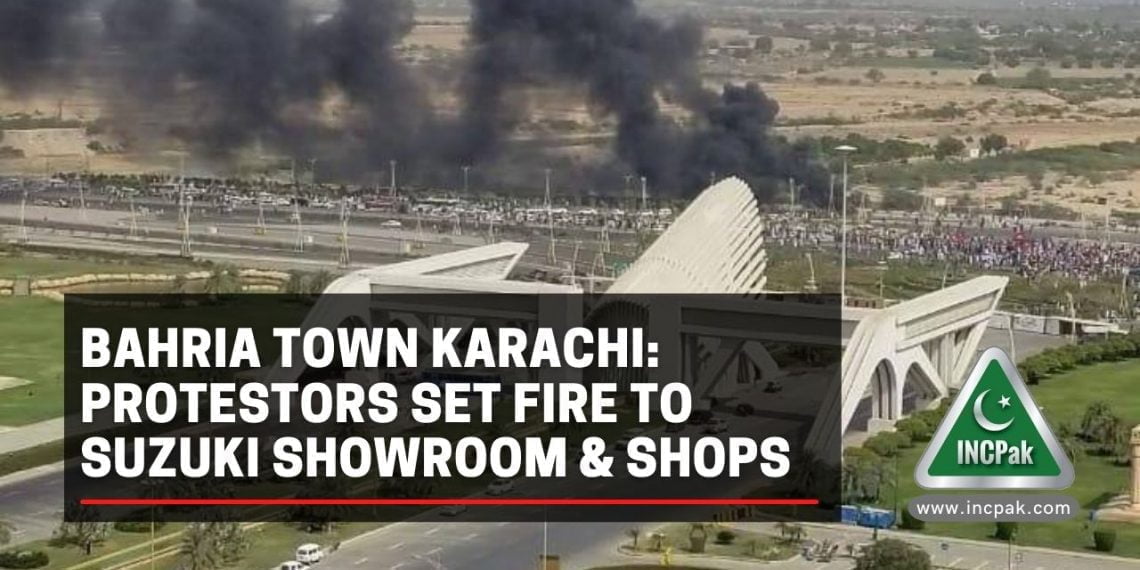 Bahria Town Karachi, Bahria Town Protest, Suzuki Showroom Bahria Town Karachi, Suzuki Showroom Bahria Town