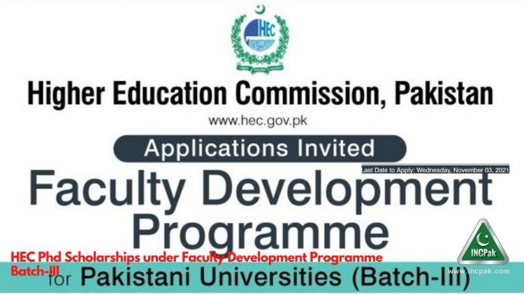 HEC Phd Scholarships under Faculty Development Programme Batch-III