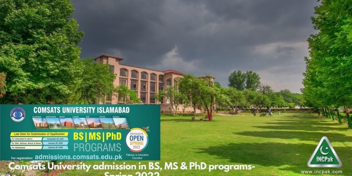 Comsats University admission in BS, MS & PhD programs-Spring 2022