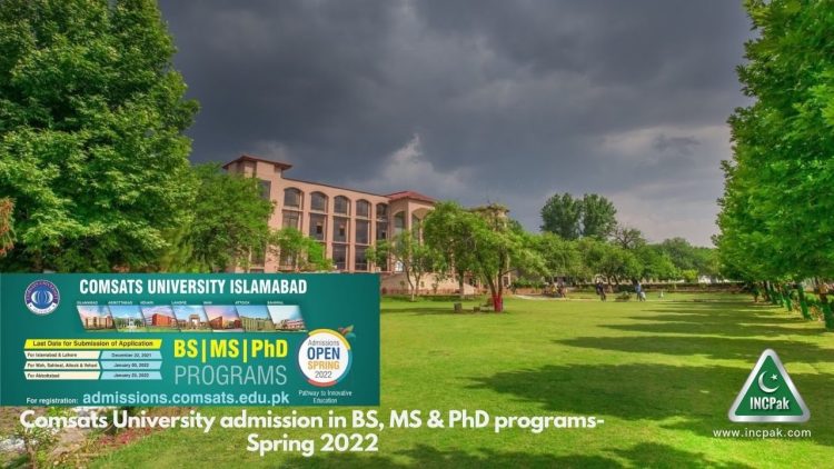 Comsats University admission in BS, MS & PhD programs-Spring 2022