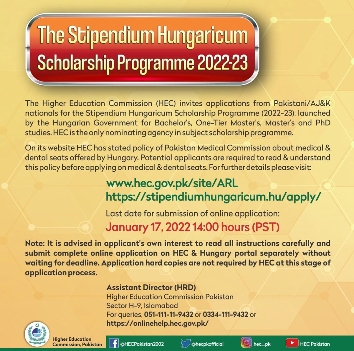 The Stipendium Hungaricum Scholarship Programme 2022-23 - INCPak