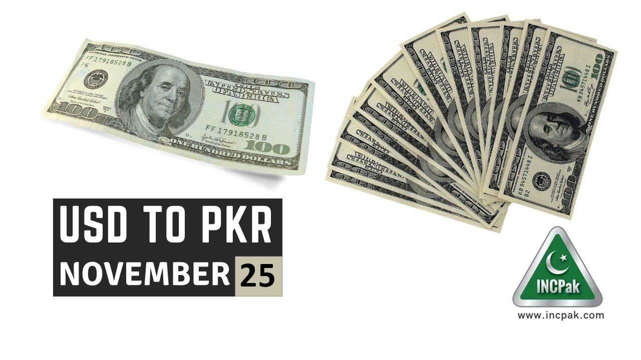 Usd To Pkr Dollar Rate In Pakistan 25 November 2021 Incpak