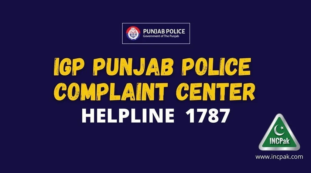 IGP PUNJAB POLICE COMPLAINT CENTER 1787