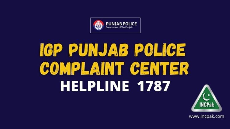 IGP PUNJAB POLICE COMPLAINT CENTER 1787