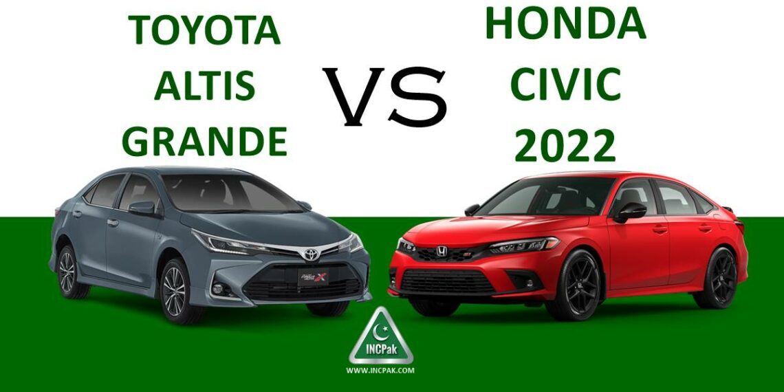 Honda Civic 2022 vs Toyota Altis Grande, Honda Civic RS, Toyota Corolla Altis, Corolla Altis Grande, Honda Civic 2022