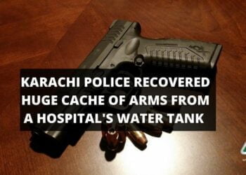 Karachi Police recovered huge cache of arms from a water tank