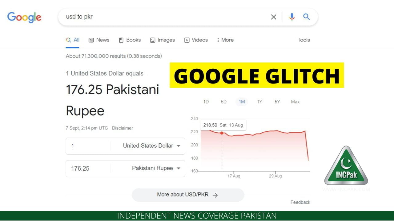 Google Glitch Shows USD to PKR Rate at Rs. 186.73 in 2023