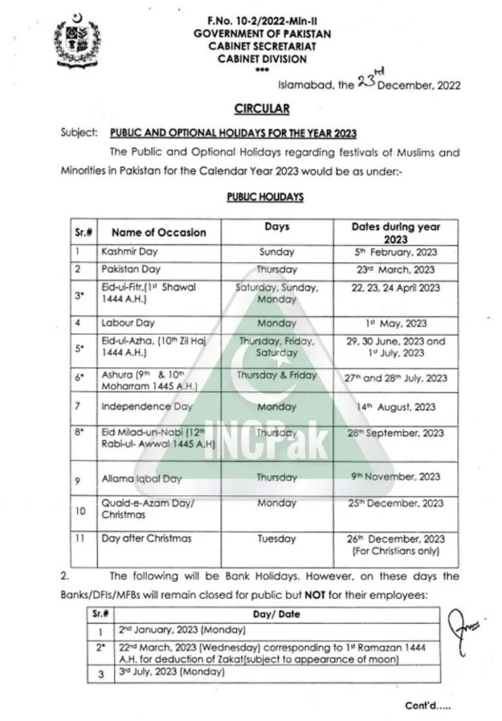 Gazetted Holidays In Pakistan 2023 Cheapest Order