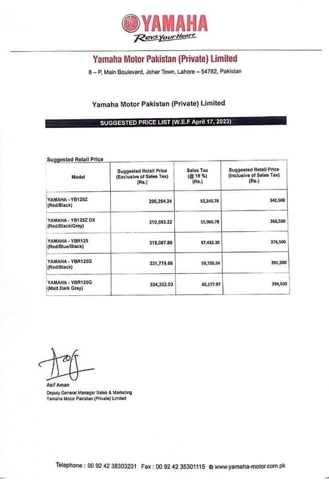 Yamaha Motorcycle Prices, Yamaha Pakistan