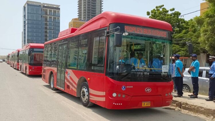 Peoples Bus Service Route 4, Peoples Bus Service, Karachi Peoples Bus Service, Red Line Bus Service Karachi, Red Line Bus Service