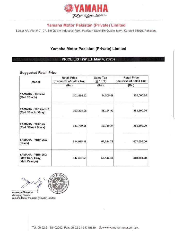 Yamaha Motorcycle Prices, Yamaha Pakistan