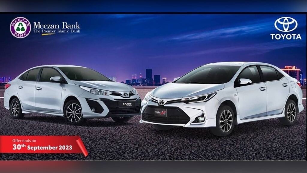 Toyota financing plan, toyota corolla financing plan, toyota yaris financing plan, toyota installment plan, meezan bank