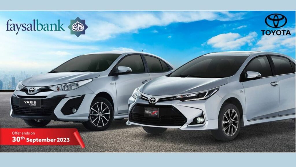 Toyota installment plan, toyota corolla installment plan, toyota yaris installment plan, faysal bank