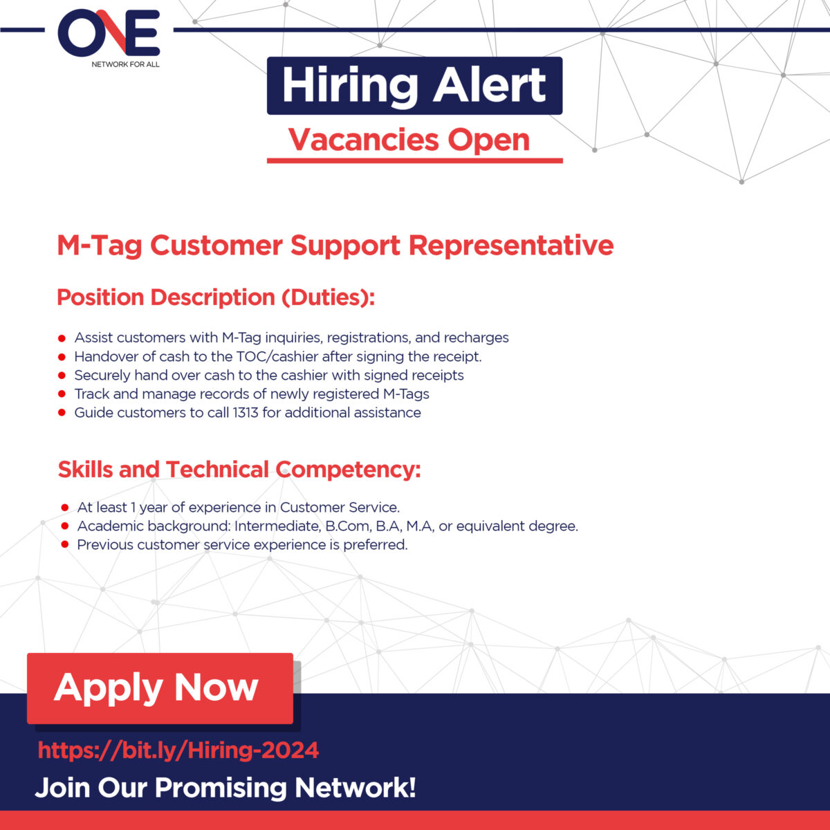 One network, job vacancies, one network job