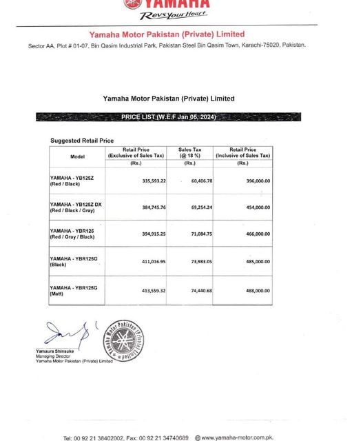 Yamaha Motorcycles Price in Pakistan - January 2024 Update