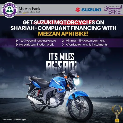 Get Suzuki Motorcycles with Meezan Apni Bike Financing