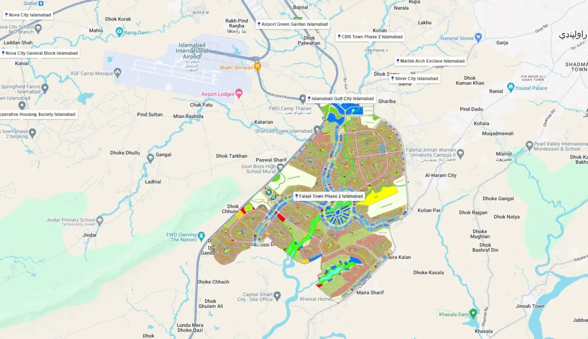 Faisal Town Phase 2 Location on the Map