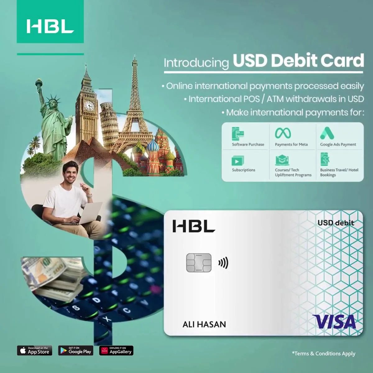 HBL USD Debit Card Information