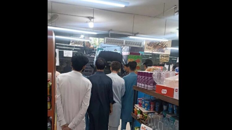 Underage Driver Crashes Car Inside A Mart G-15 Markaz Islamabad