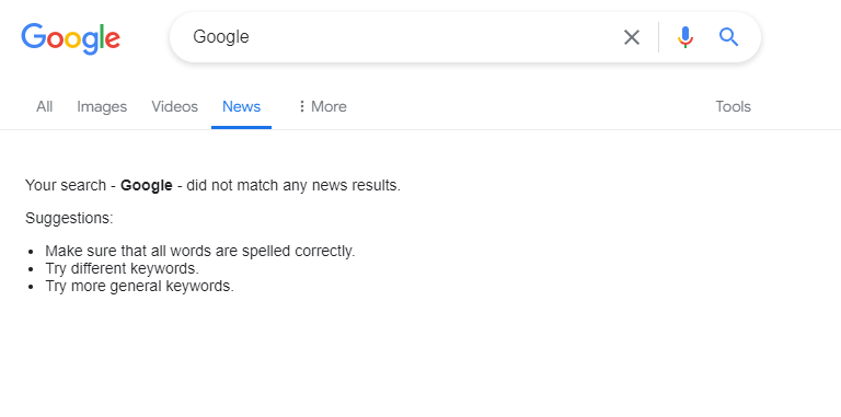 Google Search News Page