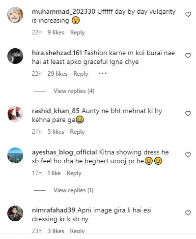 Comments on Faiza Gillani's Instagram Post